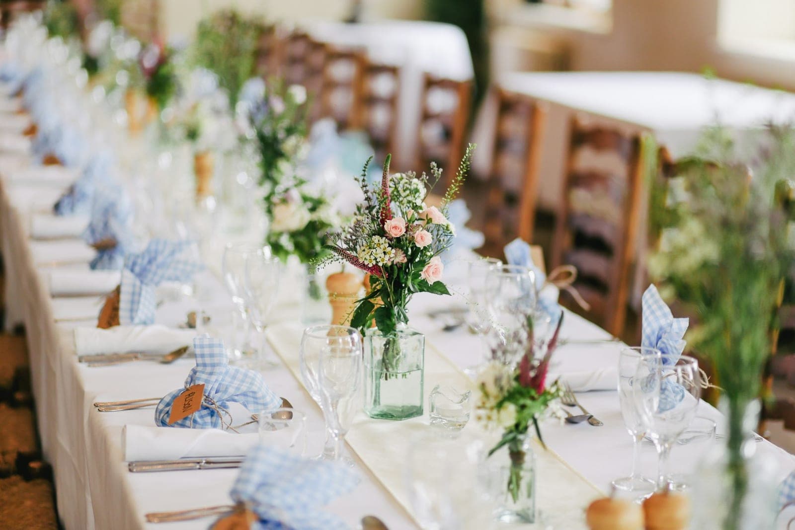 A rustic table laid for dinner