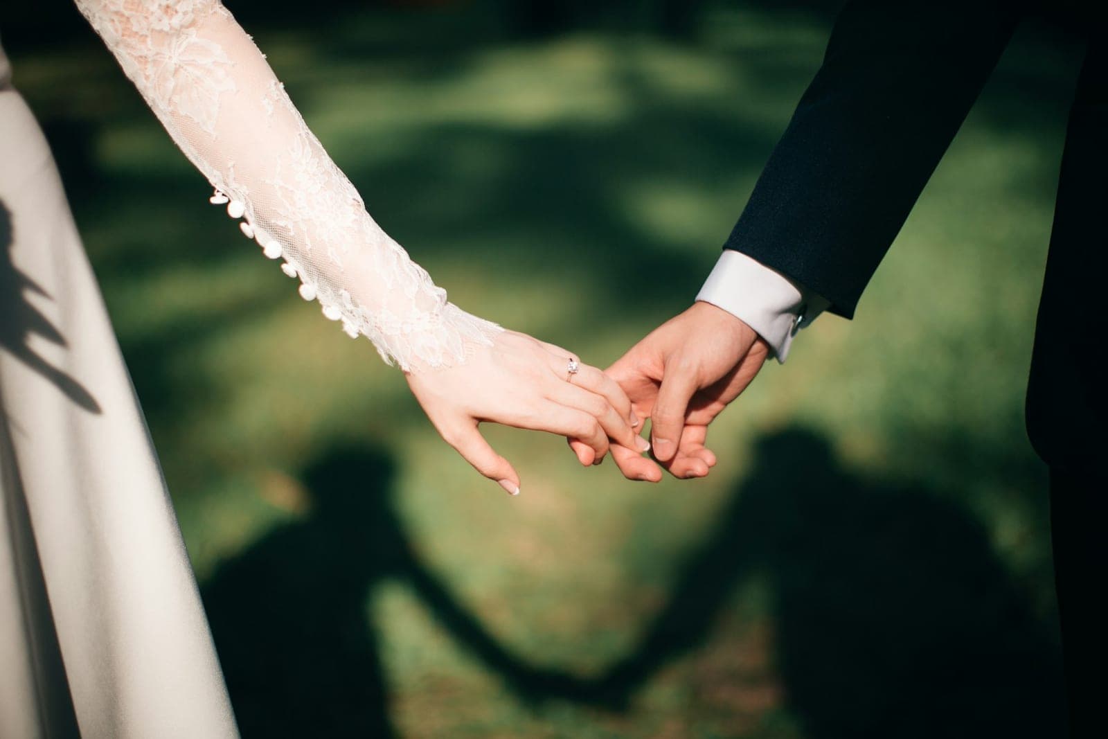 Holding hands in a garden